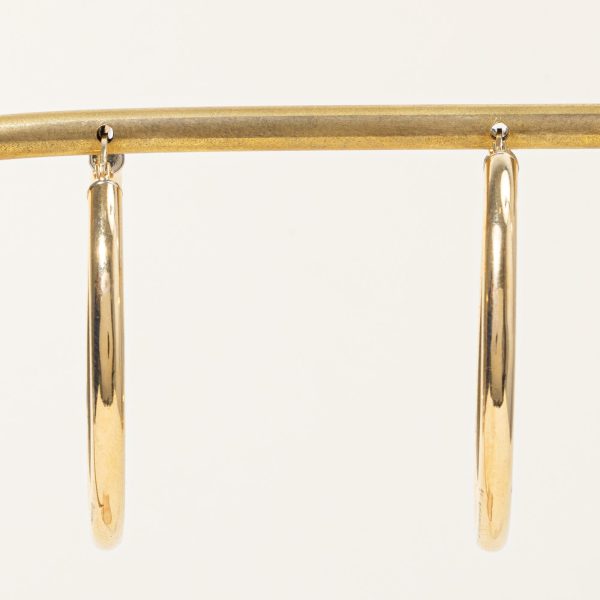 18k Yellow Gold Hoop Earrings For Sale