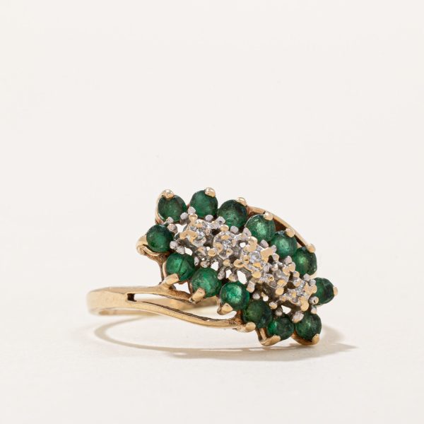 Emerald & Diamond Waterfall Ring | 0.70ctw, 0.015ctw | SZ 7.5 | Hot on Sale