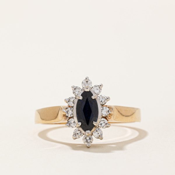 Sapphire & Diamond Halo Ring | 0.40ct, 0.26ctw | SZ 7.75 | on Sale