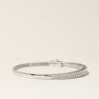 14K White Gold Oval Shaped Bangle Diamond Bracelet | 3.23ctw | 7.5  For Cheap