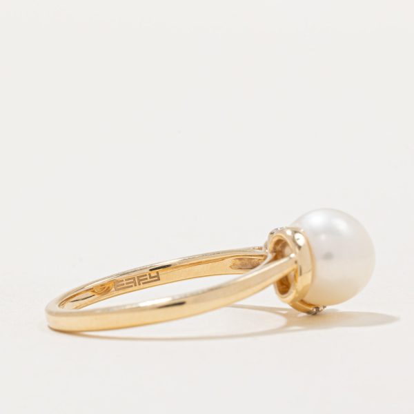 Pearl & Diamond Cocktail Ring | 0.04ctw | SZ 6.75 | Online now