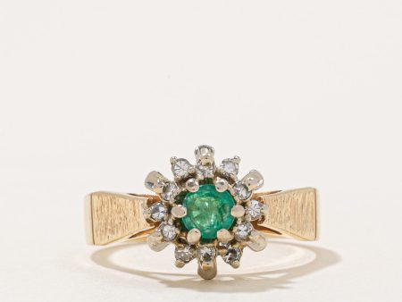 Emerald & Diamond Halo Ring | 0.20ct, 0.12ctw | SZ 6.75 | Supply