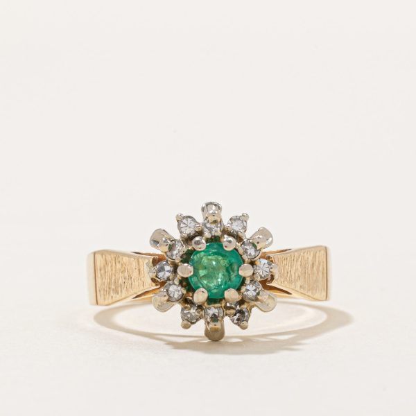 Emerald & Diamond Halo Ring | 0.20ct, 0.12ctw | SZ 6.75 | Supply