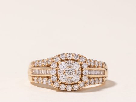 10K Yellow Gold Diamond Cluster Ring | 1.00ctw | SZ 7.25 Supply