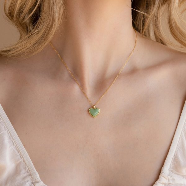 Aventurine Heart Necklace Online Hot Sale