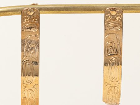 14k Yellow Gold Indigenous Art Earrings Online now