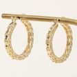 14k Yellow Gold Textured Hoop Earrings For Discount