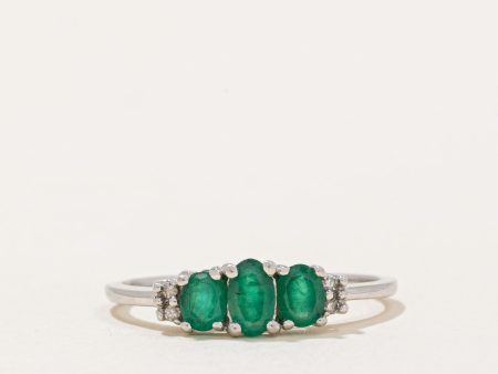 Emerald & Diamond Ring | 0.50ctw, 0.02ctw | SZ 7 | For Sale