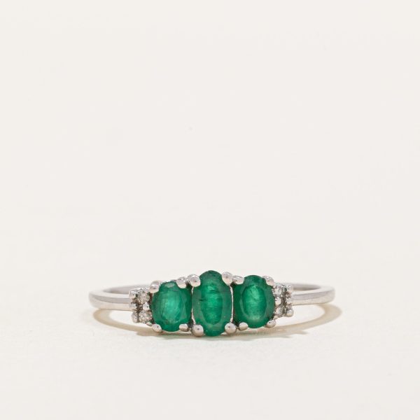 Emerald & Diamond Ring | 0.50ctw, 0.02ctw | SZ 7 | For Sale