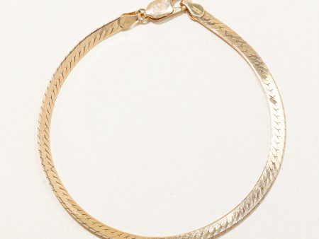 14k Yellow Gold Herringbone Chain Bracelet | 8  | Cheap