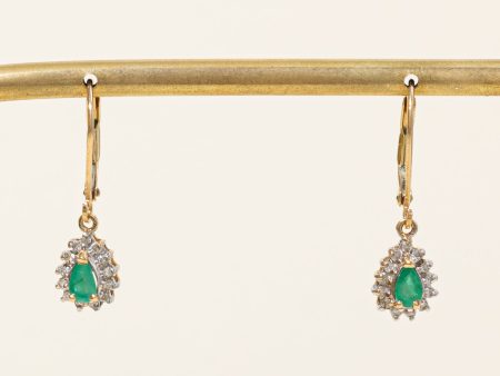 Emerald & Diamond Drop Earrings | 0.28ctw, 0.15ctw | Hot on Sale