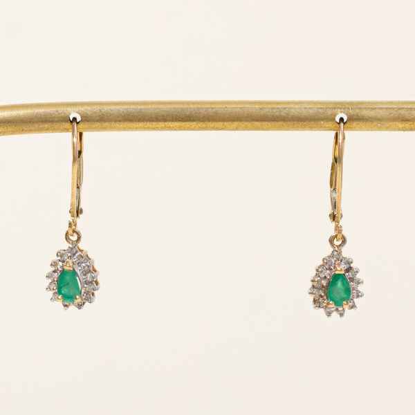 Emerald & Diamond Drop Earrings | 0.28ctw, 0.15ctw | Hot on Sale