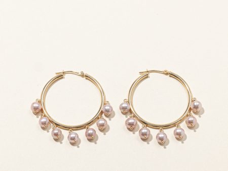 Pink Pearl Hoop Earrings Cheap