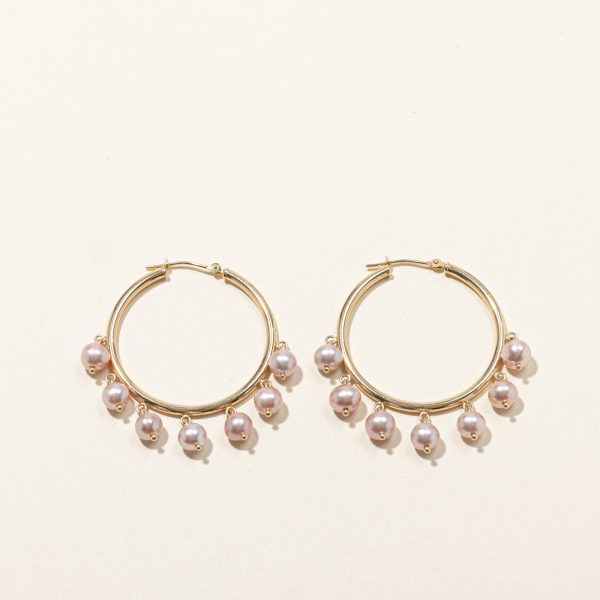 Pink Pearl Hoop Earrings Cheap