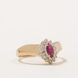 Ruby & Diamond Halo Chevron Ring | 0.23ct, 0.08ctw | SZ 6 | Online Sale