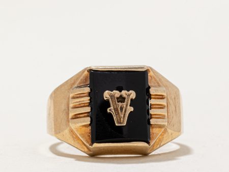 Onyx  V  Signet Ring | 1.00ct | SZ 6.5 | Online Sale