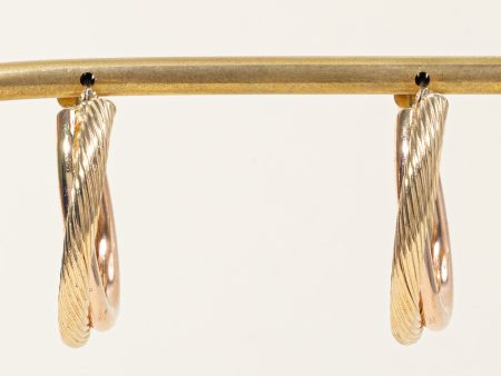 14k Two Tone Gold Twisted Hoop Earrings For Cheap