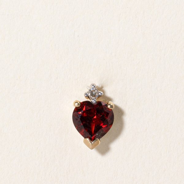 Garnet & Diamond Heart Pendant | 0.90ct, 0.01ct | Fashion