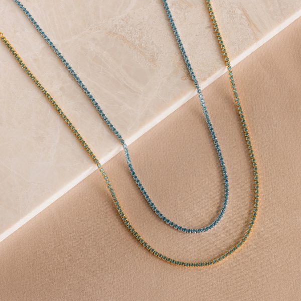 Aquamarine Tennis Choker Necklace For Cheap