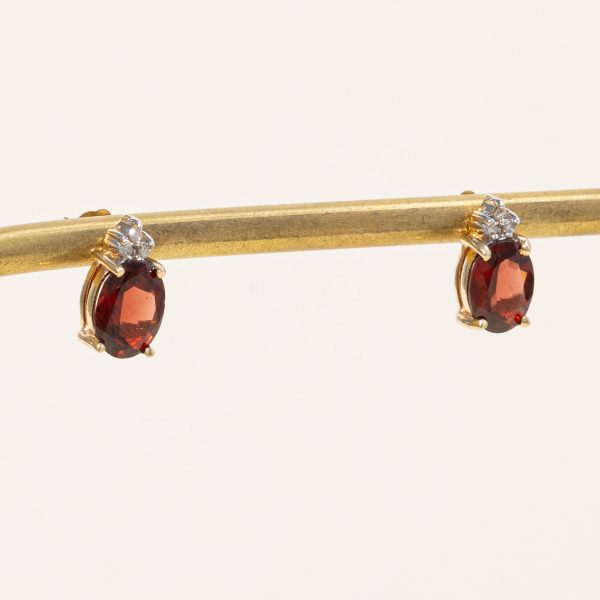 Garnet & Diamond Earrings | 3.00ctw, 0.02ctw | Sale