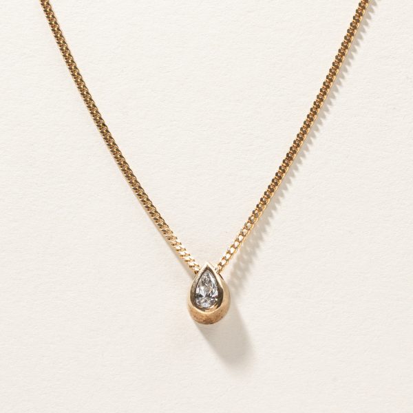 Pear Diamond Pendant Necklace | 0.70ct | 15 | For Sale