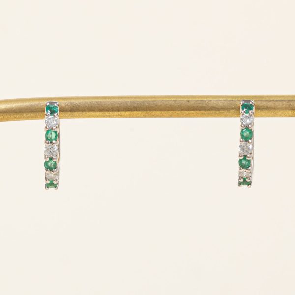 Emerald & Diamond Huggie Earrings | 0.28ctw, 0.24ctw | Online Hot Sale