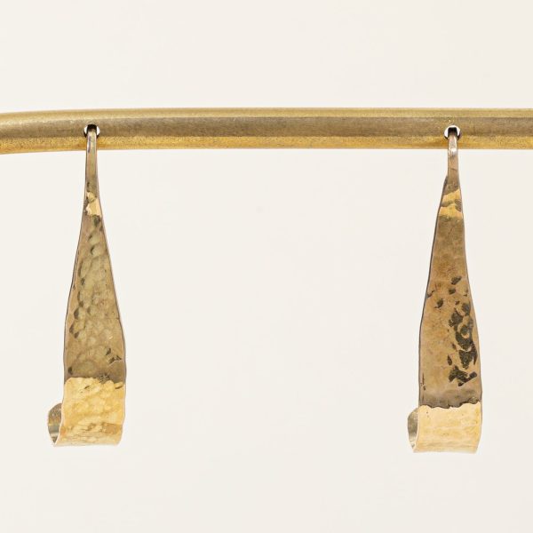 14k Yellow Gold Hammer Finish Earrings Online