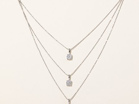 Triple Layered Diamond Pendant Necklace | 0.51ctw | 17.5  | For Discount