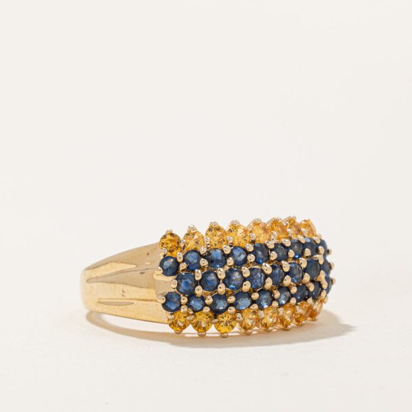 Five Row Yellow & Blue Sapphire Cocktail Ring | 1.10ctw | SZ 9.25 | Cheap