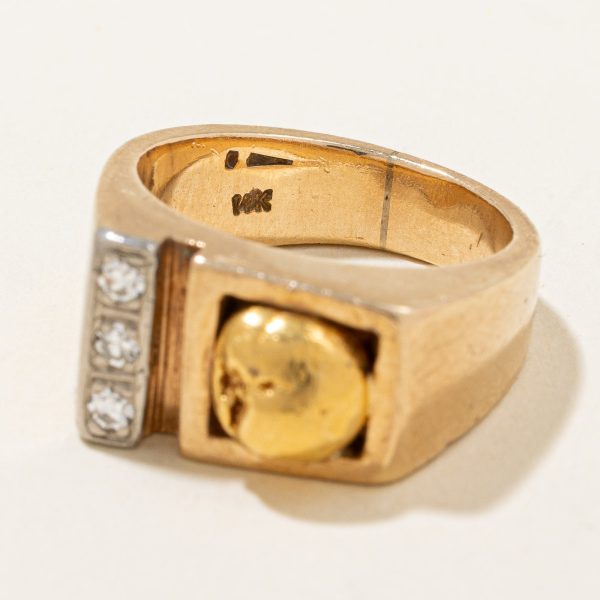 Gold Nugget Diamond Cocktail Ring | 0.10ctw | SZ 4 | Supply