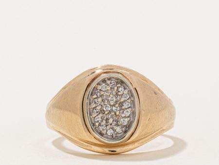 Pave Set Diamond Signet Ring | 0.10ctw | SZ 9.5 | Fashion