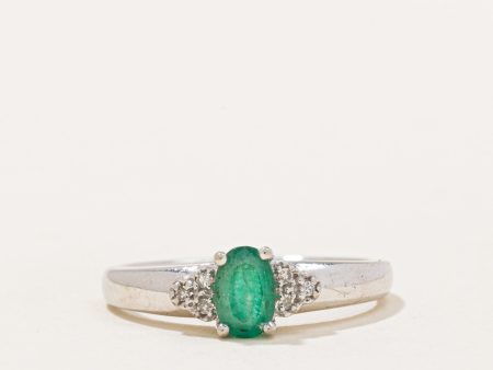 Emerald & Diamond Ring | 0.35ct, 0.02ctw | SZ 6.5 | Cheap