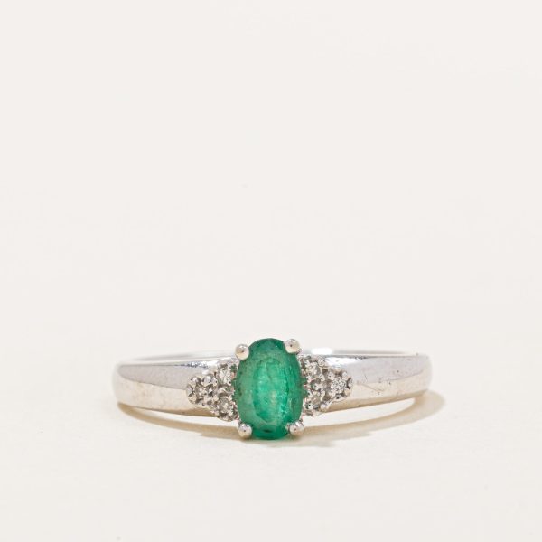 Emerald & Diamond Ring | 0.35ct, 0.02ctw | SZ 6.5 | Cheap