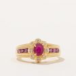 Ruby & Diamond Halo Ring | 0.60ctw, 0.08ctw | SZ 6 | Online now