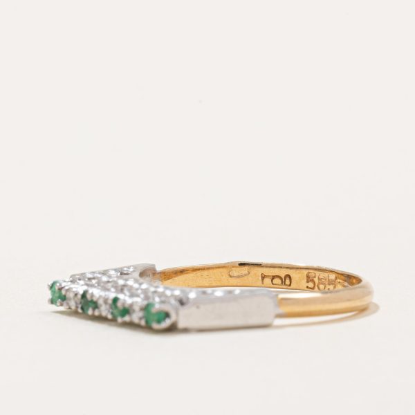 High Set Emerald & Diamond Ring | 0.05ctw, 0.045ctw | SZ 5.5 | on Sale