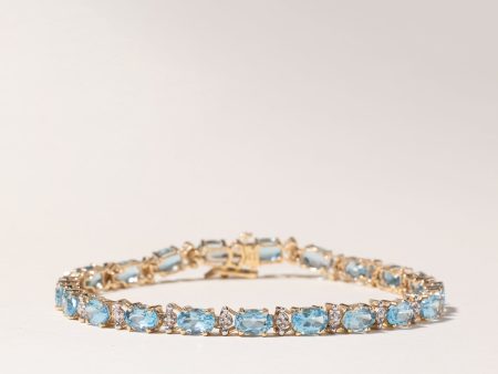 10K Yellow Gold Blue Topaz Bracelet | 10.29ctw, 0.01ctw | 7.25  | Cheap