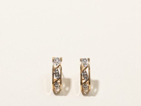 Textured Diamond Semi Huggie Earrings | 0.03ctw | For Sale