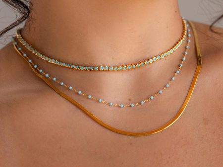 Turquoise Bezel Tennis Necklace Cheap