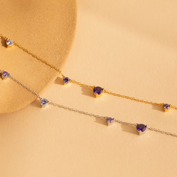 Amethyst Station Necklace For Cheap