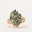 Emerald & Diamond Cocktail Ring | 0.80ctw, 0.03ctw | SZ 8 | For Discount