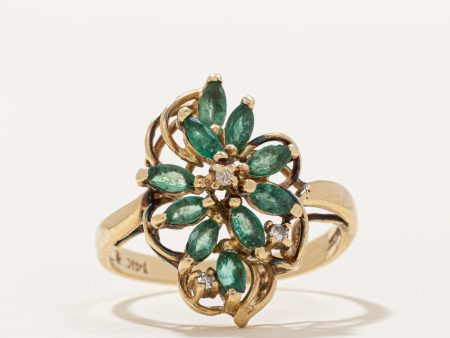 Emerald & Diamond Cocktail Ring | 0.80ctw, 0.03ctw | SZ 8 | For Discount