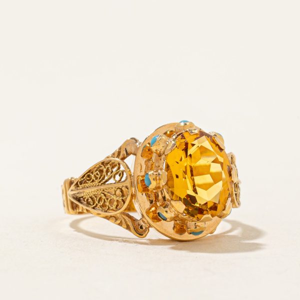 Orange & Turquoise Glass Ring | 3.24ct | SZ 7.5 | Discount