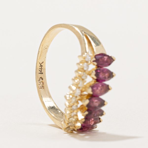 Ruby & Diamond Chevron Ring | 0.91ctw, 0.22ctw | SZ 5.75 | For Discount