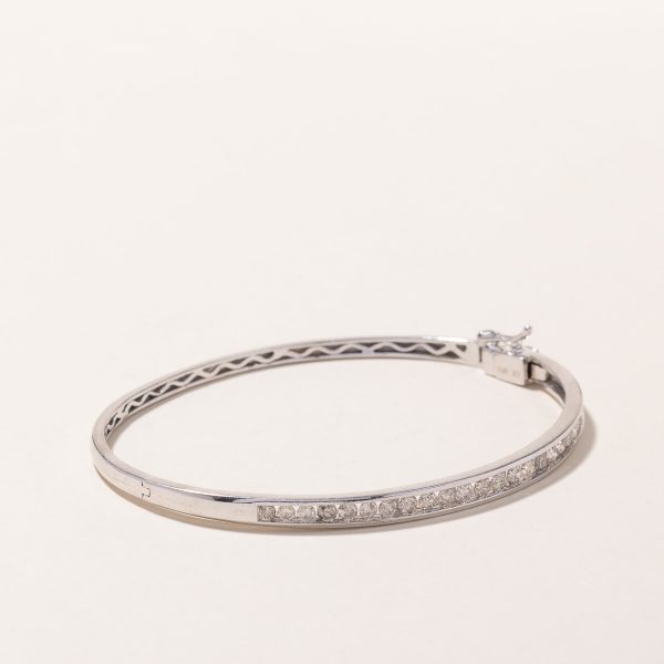 10k White Gold Diamond Bangle | 1.37ctw | 7  Online