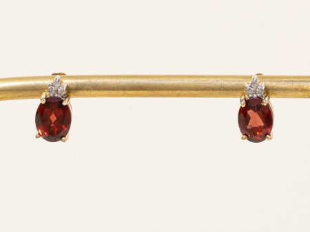 Garnet & Diamond Earrings | 3.00ctw, 0.02ctw | Sale