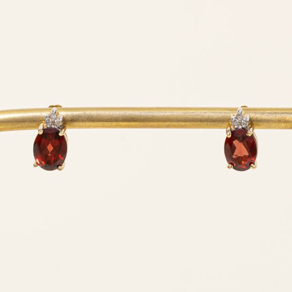 Garnet & Diamond Earrings | 3.00ctw, 0.02ctw | Sale