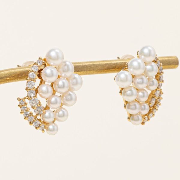 Pearl & Diamond Earrings | 12.76ctw, 1.10ctw | Hot on Sale