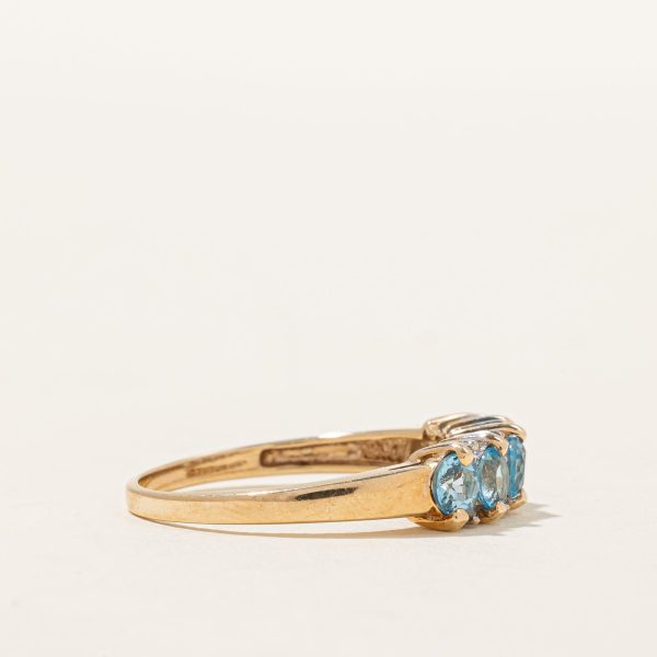 Five Stone Blue Topaz & Diamond Ring | 0.90ctw, 0.04ctw | SZ 7.75 | For Discount