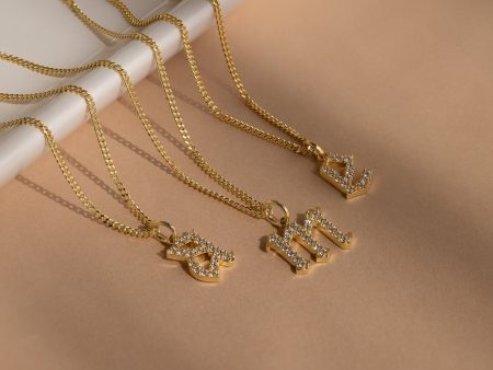 Gothic Pave Initial Necklace on Sale