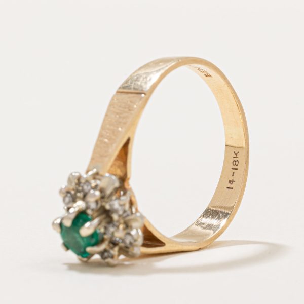 Emerald & Diamond Halo Ring | 0.20ct, 0.12ctw | SZ 6.75 | Supply